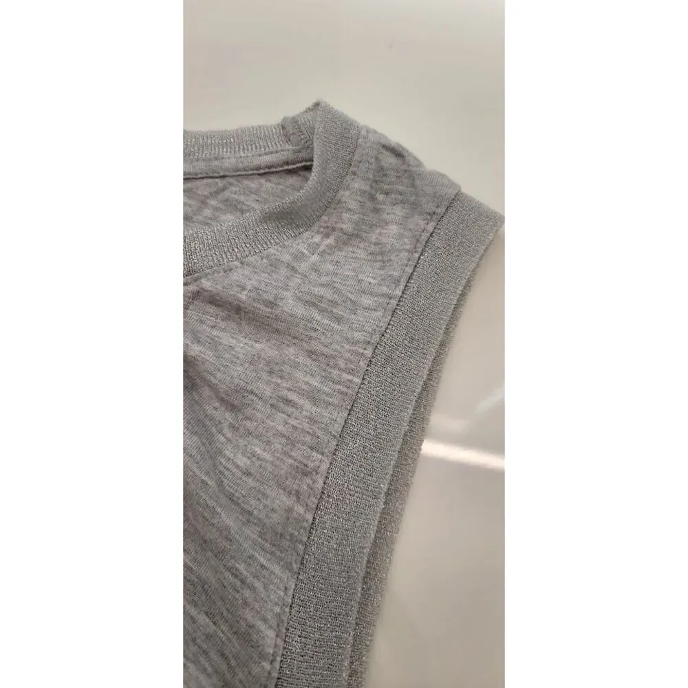 Banana Republic Sparkle Trim Tank Top Gray Viscose Sleeveless Blouse Womens M